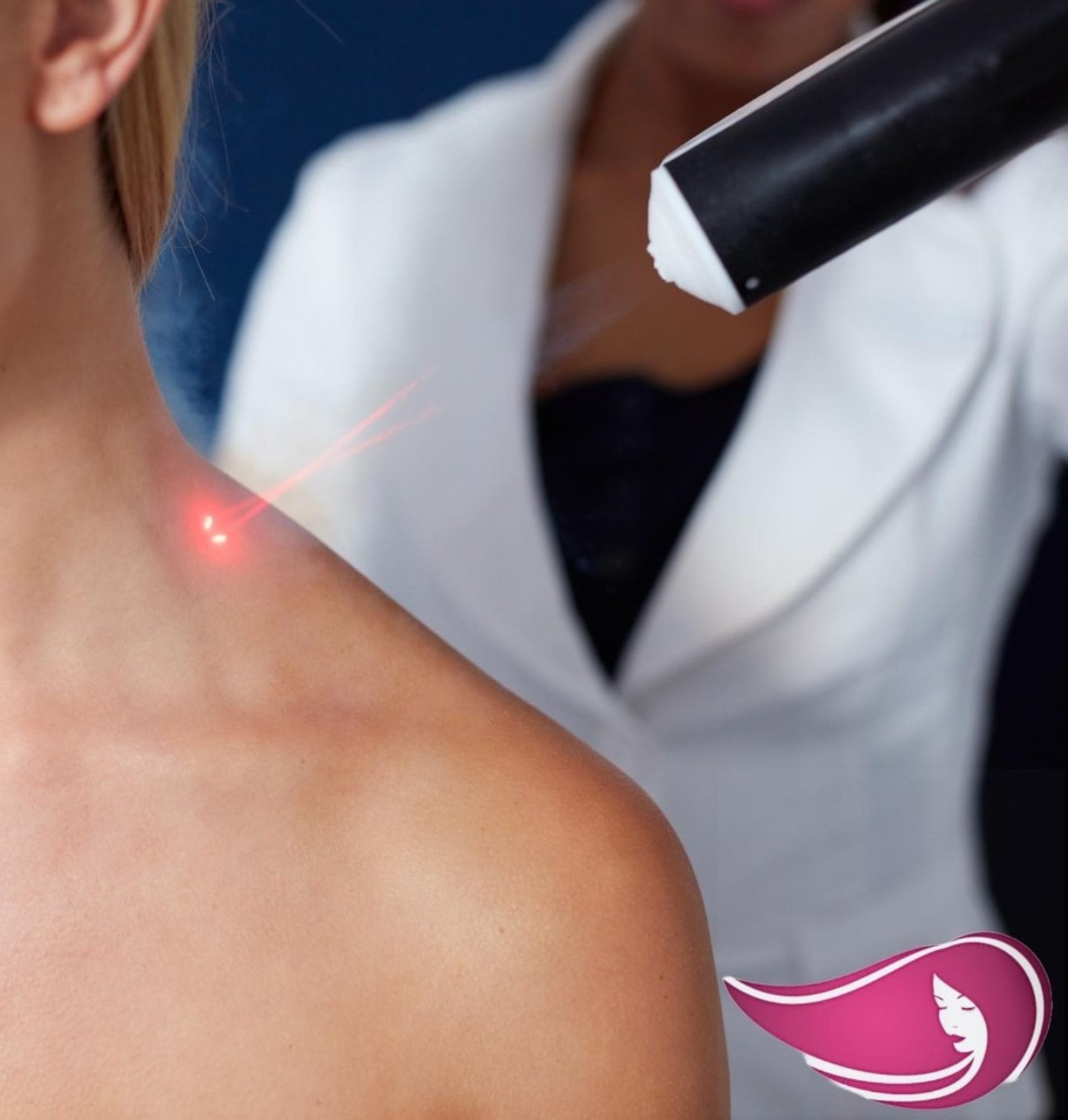 Laser therapy targeting the shoulder area.